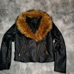 Faux Leather ,Faux fur Jacket